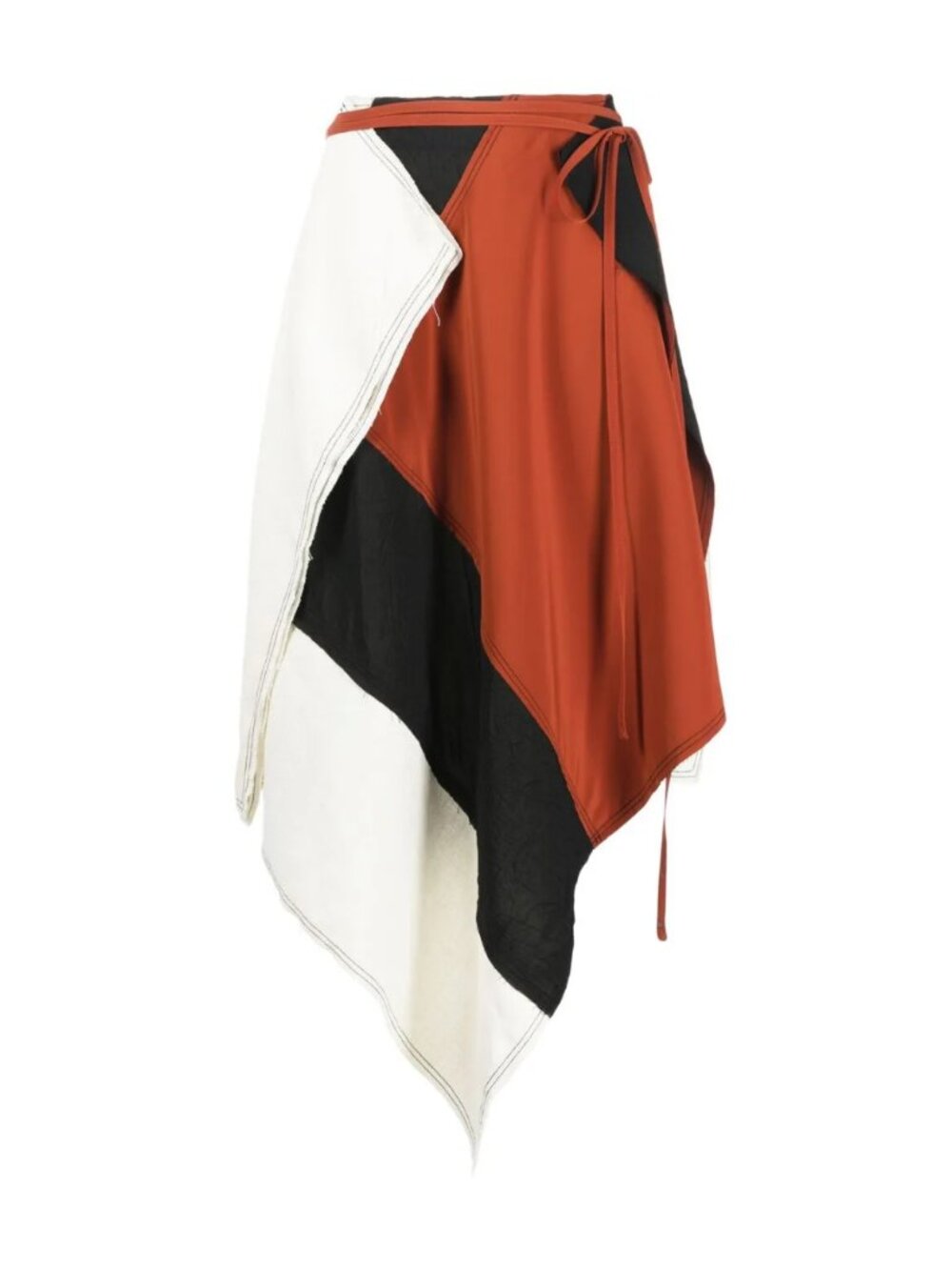 NWT JW Anderson Asymmetric Patchwork Linen Colorblock Midi Skirt